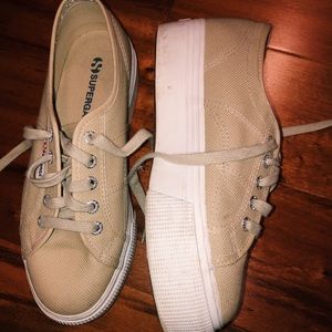 Superga Brown/Tan Platform Sneakers